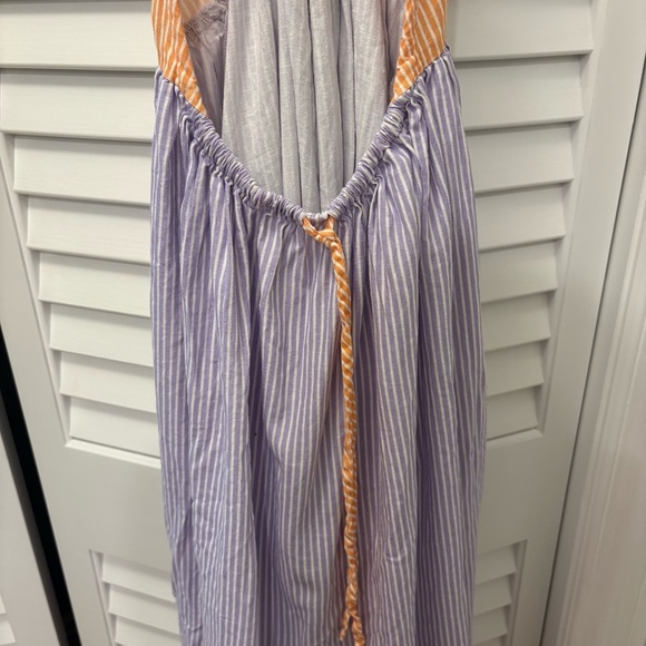 Tach Clothing Sandine Linen Dress Orange & Lilac Size Large Strappy Colorblock - Picture 8 of 9